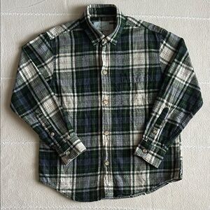 Class Club Green and White Plaid Kids Flannel Button Down Shirt